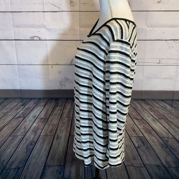 Liverpool Sweater Womens XL Gray Black Striped Brushed Knit Soft Cozy Stretch - Picture 4 of 13